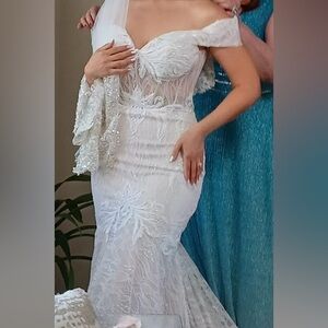 Andrea and Leo Couture Off Shoulder Wedding Lace Gown 👰‍♀️